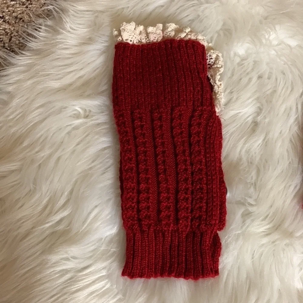2 Pair boot toppers / cuffs 1 red, 1 black